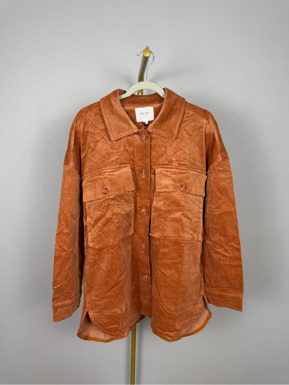 GREY LAB Rust Corduroy Oversized Shacket Jacket Size M